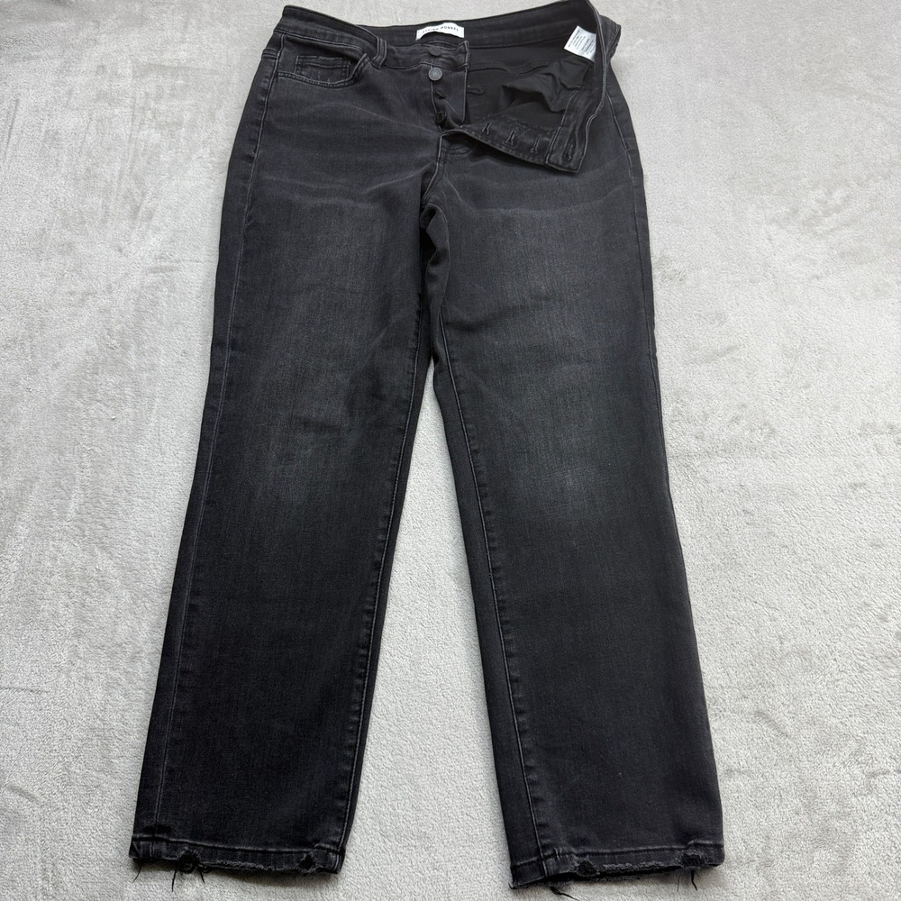 Flying Monkey Jeans Women 30 Black Button Fly Raw Hem Distressed Edgy Streetwear